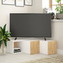 Hanah Home Soporte para TV Compacto Blanco y Roble